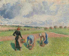 Paysannes ramassant des herbes, Éragny, 1886