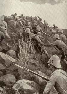 Paardeberg: The Canadians Storming An Outlying Kopje February 1900, (c1900). Creator: Thiele & Co