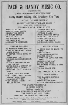 Pace & Handy Music Co. [Incorporated]; [The leading Colored music publishers]..., 1918-1922. Creator: Unknown