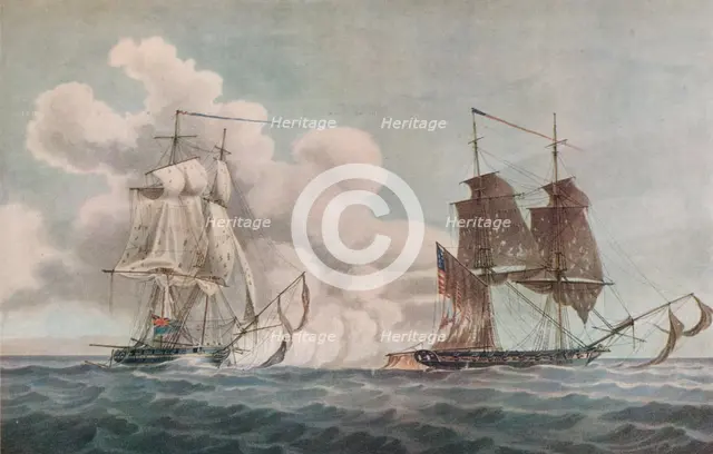'Packet Boat and Privateer', c1819. Artist: Nicholas Pocock.