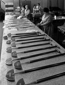 Packing turf cutters, Everlast Garden Tools, Sheffield, South Yorkshire, 1965. Creator: Michael Walters