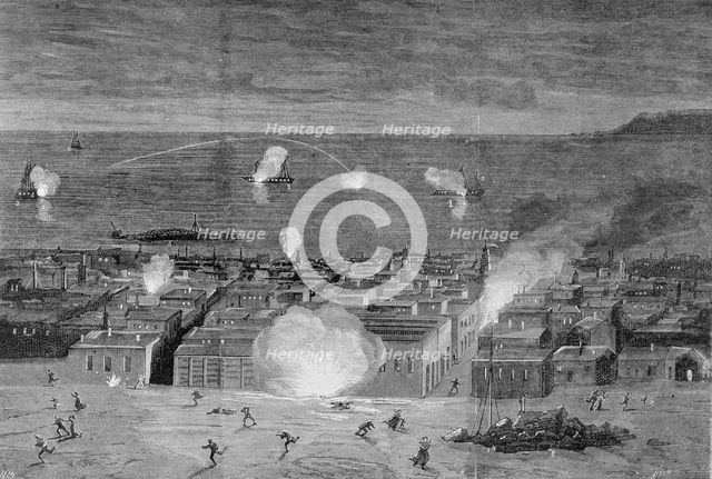 Pacific War, bombing of the city of Iquique, port of Chile, by the Chilean fleet on the night of …