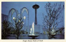 Pacific Science Center at dusk, Seattle, Washington, USA, 1963