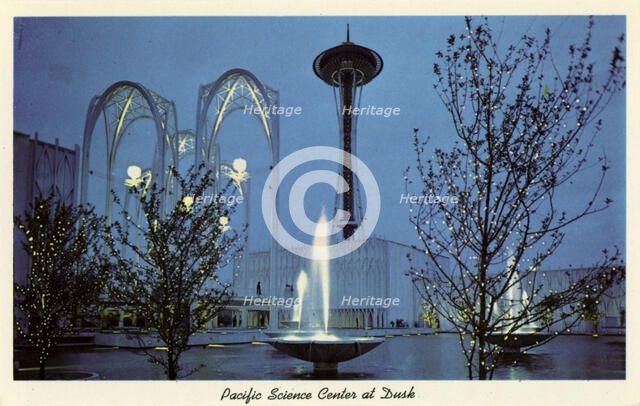 Pacific Science Center at dusk, Seattle, Washington, USA, 1963. Artist: Unknown