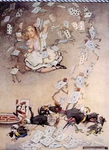 Pack of cards falling on Alice, Alice's Adventures in Wonderland, 1922. Creator: Gwynedd M Hudson