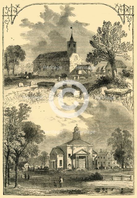 'Paddington Church: 1750 and 1805', (c1876). Creator: Unknown.