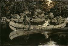 Paddling the Wounded British Officer, 1897. Creator: Frederic Remington