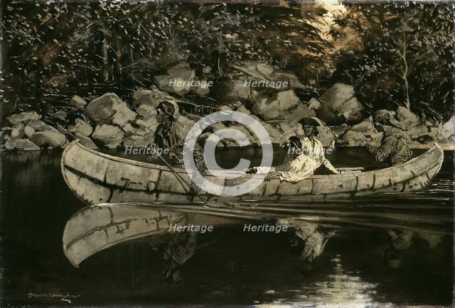 Paddling the Wounded British Officer, 1897. Creator: Frederic Remington.