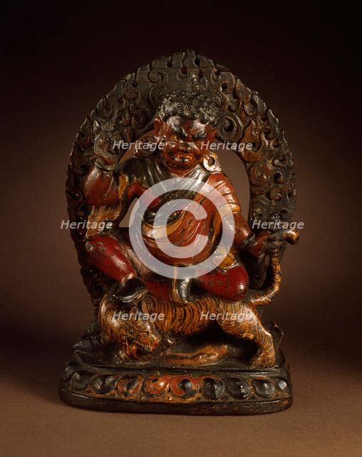 Padmasambhava (Guru Rinpoche, 8th cent) in his form as Dorje Drölö, Subduer of Demons, 18th century. Creator: Unknown.