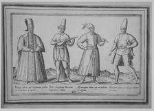 Paedagogi habitus, qui Christianam prolem in disceplinam acceperit; Proles Christiana Turc..., 1580. Creator: Abraham de Bruyn