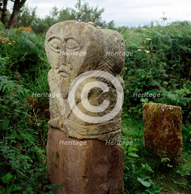 Pagan Celtic stone Janus-head figure, Boa Island, Co.Fermanagh, Ireland. Artist: Unknown