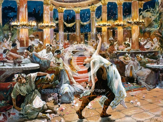 Pagan feast in the palace of Emperor Nero, 1920. Creator: Fernández-Checa y Saiz, (1860-1916) .