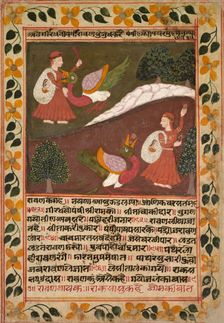 Page with Two Scenes of Sita's Abduction, from a Ramayana, c. 1745. Creator: Rikhaji (Indian)