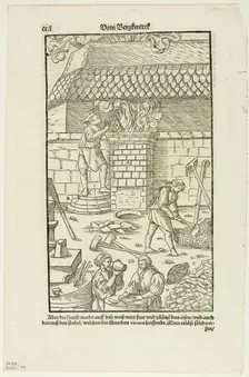 Page CCCL from Vom Bergwerck XII Bücher by Agricola, plate 43 from Woodcuts...1937. Creators: Hans Rudolf Manuel Deutsch, Max Geisberg, Georgius Agricola