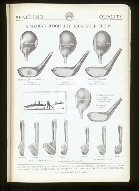 Page from a golf equipment catalogue, 1928. Creator: Unknown.