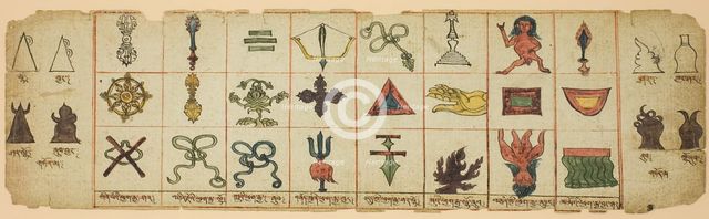 Page from a Notebook with Ritual Symbols, Mongolia, 19th-20th century. Creator: Unknown.