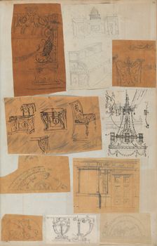 Page from a Scrapbook containing Drawings and Several Prints of Architecture, Int..., ca. 1800-1850. Creators: Workshop of Charles Percier, Workshop of Pierre François Léonard Fontaine