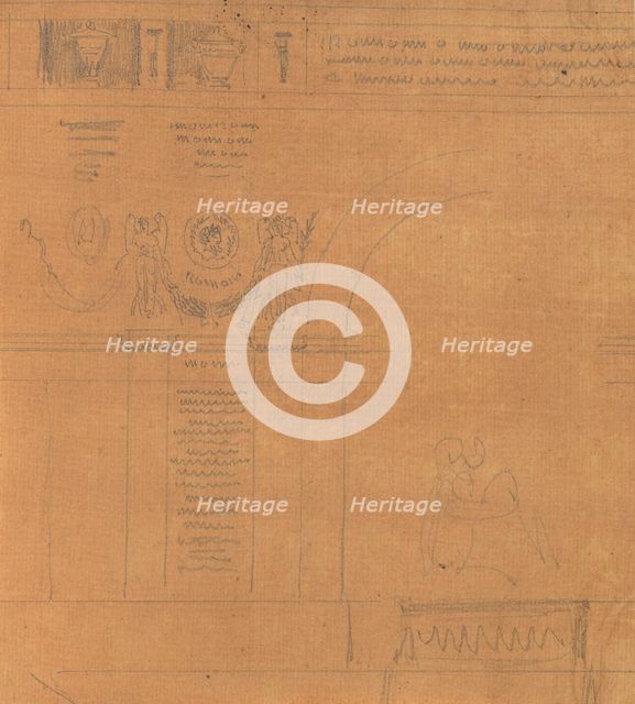 Page from a Scrapbook containing Drawings and Several Prints of Architecture, Int..., ca. 1800-1850. Creators: Workshop of Charles Percier, Workshop of Pierre François Léonard Fontaine.
