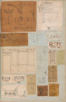 Page from a Scrapbook containing Drawings and Several Prints of Architecture, Int..., ca. 1800-1850. Creators: Workshop of Charles Percier, Workshop of Pierre François Léonard Fontaine