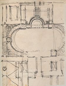 Page from a Scrapbook containing Drawings and Several Prints of Architecture, Int..., ca. 1800-1850. Creators: Workshop of Charles Percier, Workshop of Pierre François Léonard Fontaine