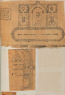 Page from a Scrapbook containing Drawings and Several Prints of Architecture, Int..., ca. 1800-1850. Creators: Workshop of Charles Percier, Workshop of Pierre François Léonard Fontaine