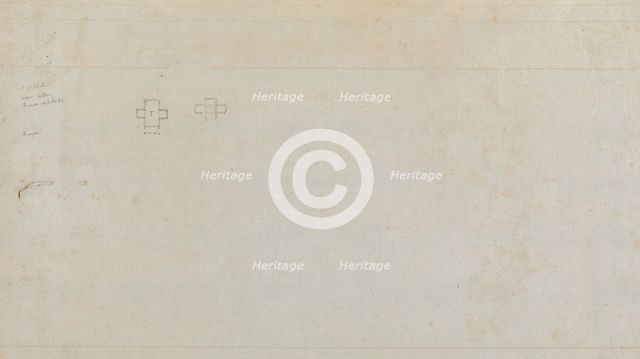 Page from a Scrapbook containing Drawings and Several Prints of Architecture, Int..., ca. 1800-1850. Creators: Workshop of Charles Percier, Workshop of Pierre François Léonard Fontaine.