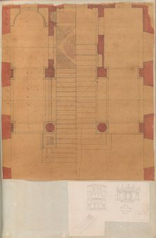Page from a Scrapbook containing Drawings and Several Prints of Architecture, Int..., ca. 1800-1850. Creators: Workshop of Charles Percier, Workshop of Pierre François Léonard Fontaine