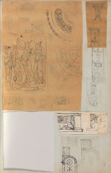 Page from a Scrapbook containing Drawings and Several Prints of Architecture, Int..., ca. 1800-1850. Creators: Workshop of Charles Percier, Workshop of Pierre François Léonard Fontaine