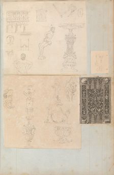 Page from a Scrapbook containing Drawings and Several Prints of Architecture, Int..., ca. 1800-1850. Creators: Workshop of Charles Percier, Workshop of Pierre François Léonard Fontaine