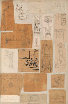 Page from a Scrapbook containing Drawings and Several Prints of Architecture, Int..., ca. 1800-1850. Creators: Workshop of Charles Percier, Workshop of Pierre François Léonard Fontaine