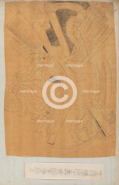 Page from a Scrapbook containing Drawings and Several Prints of Architecture, Int..., ca. 1800-1850. Creators: Workshop of Charles Percier, Workshop of Pierre François Léonard Fontaine.