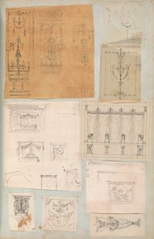 Page from a Scrapbook containing Drawings and Several Prints of Architecture, Int..., ca. 1800-1850. Creators: Workshop of Charles Percier, Workshop of Pierre François Léonard Fontaine