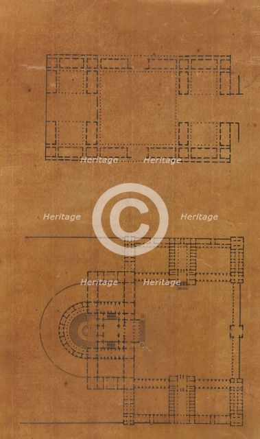 Page from a Scrapbook containing Drawings and Several Prints of Architecture, Int..., ca. 1800-1850. Creators: Workshop of Charles Percier, Workshop of Pierre François Léonard Fontaine.