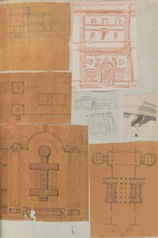 Page from a Scrapbook containing Drawings and Several Prints of Architecture, Int..., ca. 1800-1850. Creators: Workshop of Charles Percier, Workshop of Pierre François Léonard Fontaine