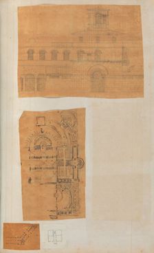 Page from a Scrapbook containing Drawings and Several Prints of Architecture, Int..., ca. 1800-1850. Creators: Workshop of Charles Percier, Workshop of Pierre François Léonard Fontaine