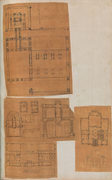 Page from a Scrapbook containing Drawings and Several Prints of Architecture, Int..., ca. 1800-1850. Creators: Workshop of Charles Percier, Workshop of Pierre François Léonard Fontaine