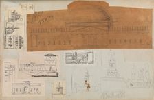 Page from a Scrapbook containing Drawings and Several Prints of Architecture, Int..., ca. 1800-1850. Creators: Workshop of Charles Percier, Workshop of Pierre François Léonard Fontaine