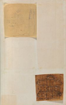 Page from a Scrapbook containing Drawings and Several Prints of Architecture, Int..., ca. 1800-1850. Creators: Workshop of Charles Percier, Workshop of Pierre François Léonard Fontaine