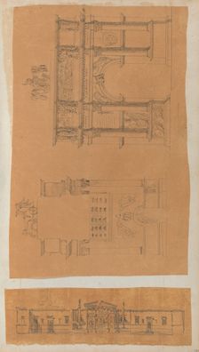 Page from a Scrapbook containing Drawings and Several Prints of Architecture, Int..., ca. 1800-1850. Creators: Workshop of Charles Percier, Workshop of Pierre François Léonard Fontaine