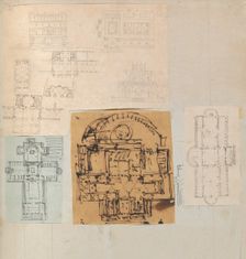Page from a Scrapbook containing Drawings and Several Prints of Architecture, Int..., ca. 1800-1850. Creators: Workshop of Charles Percier, Workshop of Pierre François Léonard Fontaine