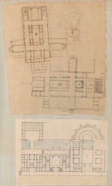 Page from a Scrapbook containing Drawings and Several Prints of Architecture, Inter..., ca. 1800-50. Creators: Workshop of Charles Percier, Workshop of Pierre François Léonard Fontaine