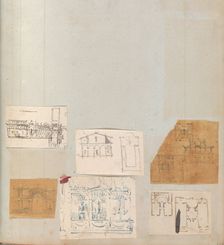 Page from a Scrapbook containing Drawings and Several Prints of Architecture, Int..., ca. 1800-1850. Creators: Workshop of Charles Percier, Workshop of Pierre François Léonard Fontaine
