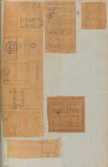 Page from a Scrapbook containing Drawings and Several Prints of Architecture, Int..., ca. 1800-1850. Creators: Workshop of Charles Percier, Workshop of Pierre François Léonard Fontaine