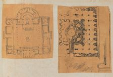 Page from a Scrapbook containing Drawings and Several Prints of Architecture, Int..., ca. 1800-1850. Creators: Workshop of Charles Percier, Workshop of Pierre François Léonard Fontaine