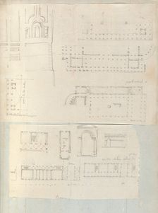 Page from a Scrapbook containing Drawings and Several Prints of Architecture, Int..., ca. 1800-1850. Creators: Workshop of Charles Percier, Workshop of Pierre François Léonard Fontaine