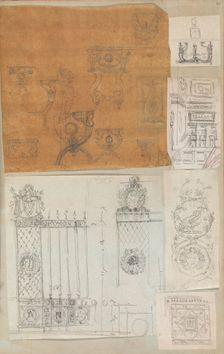 Page from a Scrapbook containing Drawings and Several Prints of Architecture, Int..., ca. 1800-1850. Creators: Workshop of Charles Percier, Workshop of Pierre François Léonard Fontaine