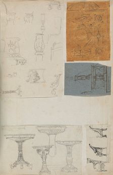 Page from a Scrapbook containing Drawings and Several Prints of Architecture, Int..., ca. 1800-1850. Creators: Workshop of Charles Percier, Workshop of Pierre François Léonard Fontaine