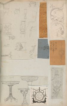 Page from a Scrapbook containing Drawings and Several Prints of Architecture, Int..., ca. 1800-1850. Creators: Workshop of Charles Percier, Workshop of Pierre François Léonard Fontaine