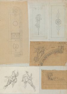 Page from a Scrapbook containing Drawings and Several Prints of Architecture, Int..., ca. 1800-1850. Creators: Workshop of Charles Percier, Workshop of Pierre François Léonard Fontaine