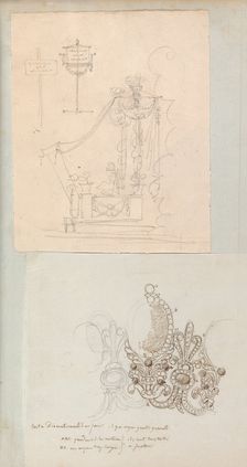 Page from a Scrapbook containing Drawings and Several Prints of Architecture, Int..., ca. 1800-1850. Creators: Workshop of Charles Percier, Workshop of Pierre François Léonard Fontaine